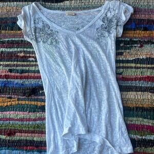 Y2K White and Black Angel Wings Shirt Size Small Women’s